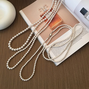 多种戴法 长款珍珠项链正圆强光施家珍珠毛衣链轻奢高级感叠法式