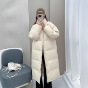 韩国中长款羽绒服女冬季时尚韩版立领宽松保暖加厚白鸭绒(白鸭绒)外套