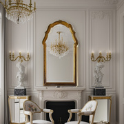 法式宫廷浴室镜挂墙式化妆镜卧室梳妆镜欧式复古金色雕花装饰镜子