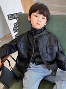男童春秋外套韩版儿童，皮衣夹棉，外套帅气小童夹克上衣潮装