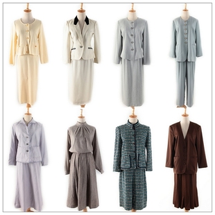 vintage古着孤品尖货中古日本制复古洋装羊毛套装套裙两件套5