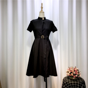 夏装减龄立领小黑裙，显瘦通勤气质连衣裙简单简约大方女ol职业
