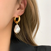 法式复古设计感夏季异形珍珠，不规则高级感耳环潮人时尚百搭耳饰女