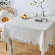 ins风纯色方形桌布白色长方形，茶几盖布高级感圆形书桌布拍照台布