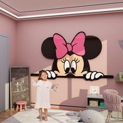 儿童房间床头贴纸布置公主，小女孩卧室改造米奇背景墙面装饰画用品