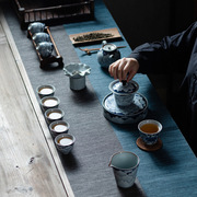 粗陶复古青花瓷牡丹，玻璃旅行茶具，套装粗陶礼盒装茶具套装