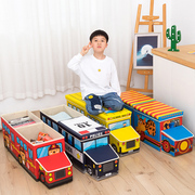儿童玩具收纳凳可坐人小汽车收纳箱可折叠多功能，储物凳卡通玩具箱