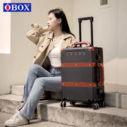 OBOX碳纤维一体行李箱复古风商务旅行箱登机箱密码拉杆箱2024