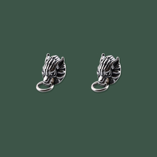 复古龙王耳钉男女款s925银泰银时尚银环，动物头耳环个性耳坠耳饰品