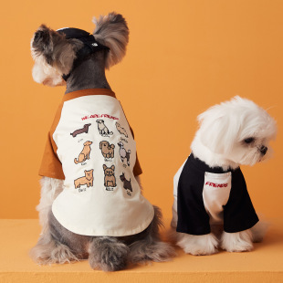 春夏季小狗狗衣服马尔济(马尔济)斯约克夏泰迪，雪纳瑞比熊博美薄款短袖t恤