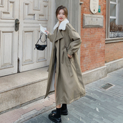 风衣女加绒加厚派克服外套2023冬季中长款韩版棉服设计感大衣