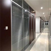 重庆办公玻璃隔断墙铝合金百叶透明磨砂钢化玻璃屏风隔音间高