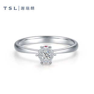 tsl谢瑞麟星之光系列，18k金钻石(金钻石)戒指，镶嵌红宝石指环女士bd369