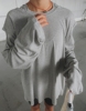 韩国2023秋季女士棉露肩休闲长袖T恤灰色洋气时尚打底衫ins潮
