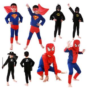 万圣节儿童服装演出披风，超人蝙蝠侠蜘蛛侠套装，动漫cos表演衣服