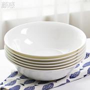 纯白色678英寸骨瓷，面碗陶瓷大号汤碗，拉面碗饭碗沙拉碗家用餐具