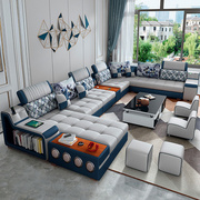 布艺沙发现代简约大户型客厅多功能，科技布沙发(布沙发)茶几电视柜组合套装