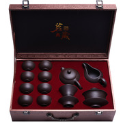 景盛宜兴紫砂茶具套装家用定制刻字盒箱茶壶礼盒包装中式