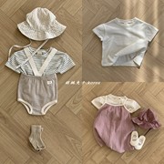 BEBE HOLIC韩国童装24夏男女婴童宝宝薄棉条纹短袖打底衫T恤