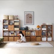 日系家具日式自由组合落地书架儿童客厅收纳柜实木格子置物架卧室