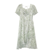 绿色夏季小清新短袖中长裙仙女风穿搭连衣裙时尚休闲洋气C$20
