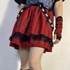 Lolita辣妹蕾丝格子裙半身裙A字性感Y2K超短裙子的时尚高腰新2021
