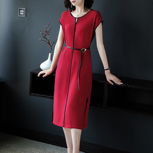 贵夫人阔太太连衣裙高端夏季显瘦中年减龄红色裙子轻熟风气质洋气