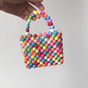 手工糖果色串珠包包女夏DIY材料包 迷你珍珠小包编织手提包斜挎包