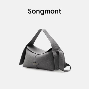 songmont挂耳系列屋檐包小号(包小号)设计师，款头层牛皮通勤手提斜挎hobo包