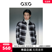 GXG男装 商场同款黑白格长袖翻领衬衫 2023年冬季GEX10327574