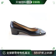 香港直邮salvatoreferragamo女士黑色，漆皮尖头低跟鞋0593791