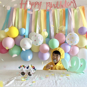 ins风彩色气球流苏背景墙宝宝儿童生日布置装饰派对拍照野餐户外