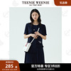 teenieweenie小熊奥莱女夏季海军风，复古设计感百褶连衣裙