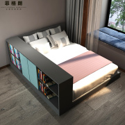 板式床单人卧室家用书架组合床储物落地矮床简约现代定制