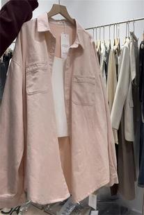 粉色衬衫女春夏高级感小个子港味休闲叠穿长袖防晒衣开衫薄款外套