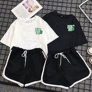 两件套套装女2021夏季ins小熊猫，学生短袖t恤短裤休闲运动服女