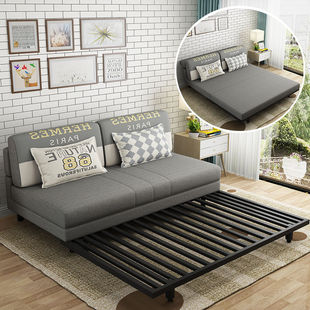 沙发床可折叠双人三人两用多功能1.8米1.5实木床客厅小户型布艺床