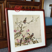 国画斗方形花鸟画带框中式客厅沙发背景墙装饰画书房餐厅玄关壁画