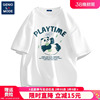 GENIOLAMODE国潮短袖t恤男熊猫2024夏季白色圆领纯棉男款半袖