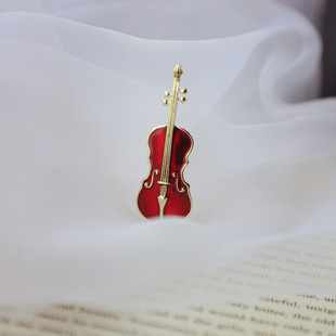 情怀音乐家精致复古红色小提琴珐琅胸针毛衣，披肩西装配饰领针