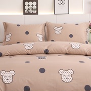 纯棉儿童斜纹加密被套床单，单件卡通熊全棉(熊，全棉)被罩四件套床上用品