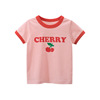 韩版女童T恤衫短袖2024夏季儿童撞色圆领印花可爱粉色上衣打底衫