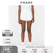 frame中腰牛仔短裤毛边，裤脚设计女式经典，白色黑色女装