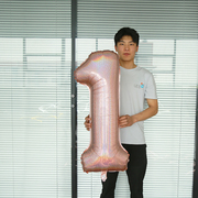 洋泡泡生日数字气球40寸瘦版镭射玫瑰金数字铝箔气球生日派对