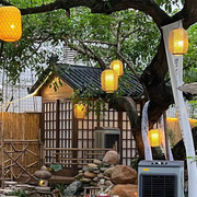 院子里的竹编灯笼竹子，灯笼广告印字日式吊灯中式民宿挂树蘑菇小匠