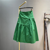 不规则荷叶边半身裙，女绿色高腰，褶皱设计感长裙鱼尾裙