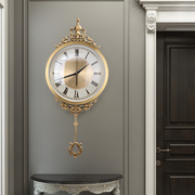 极速纯铜欧式挂钟客厅现代简约轻奢钟表极简家用北欧创意个性摇摆