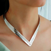 欧美假领子女项链金属V型项圈 women metal necklace jewelry