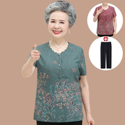 中老年人女夏装短袖妈妈，衬衫60-70岁80奶奶大码t恤老太太老人衣服