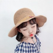 儿童沙滩帽遮阳帽女大帽檐防晒草帽夏季女童，薄款时尚女孩可爱帽子